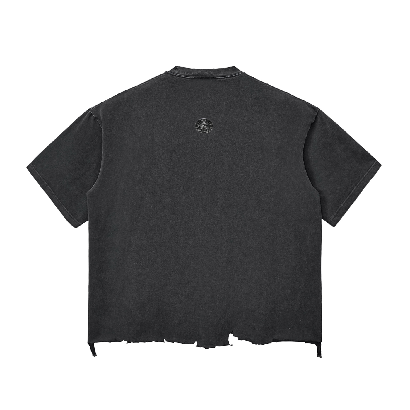 Boxy T-Shirt mit Snow Wash und offener Saumkante