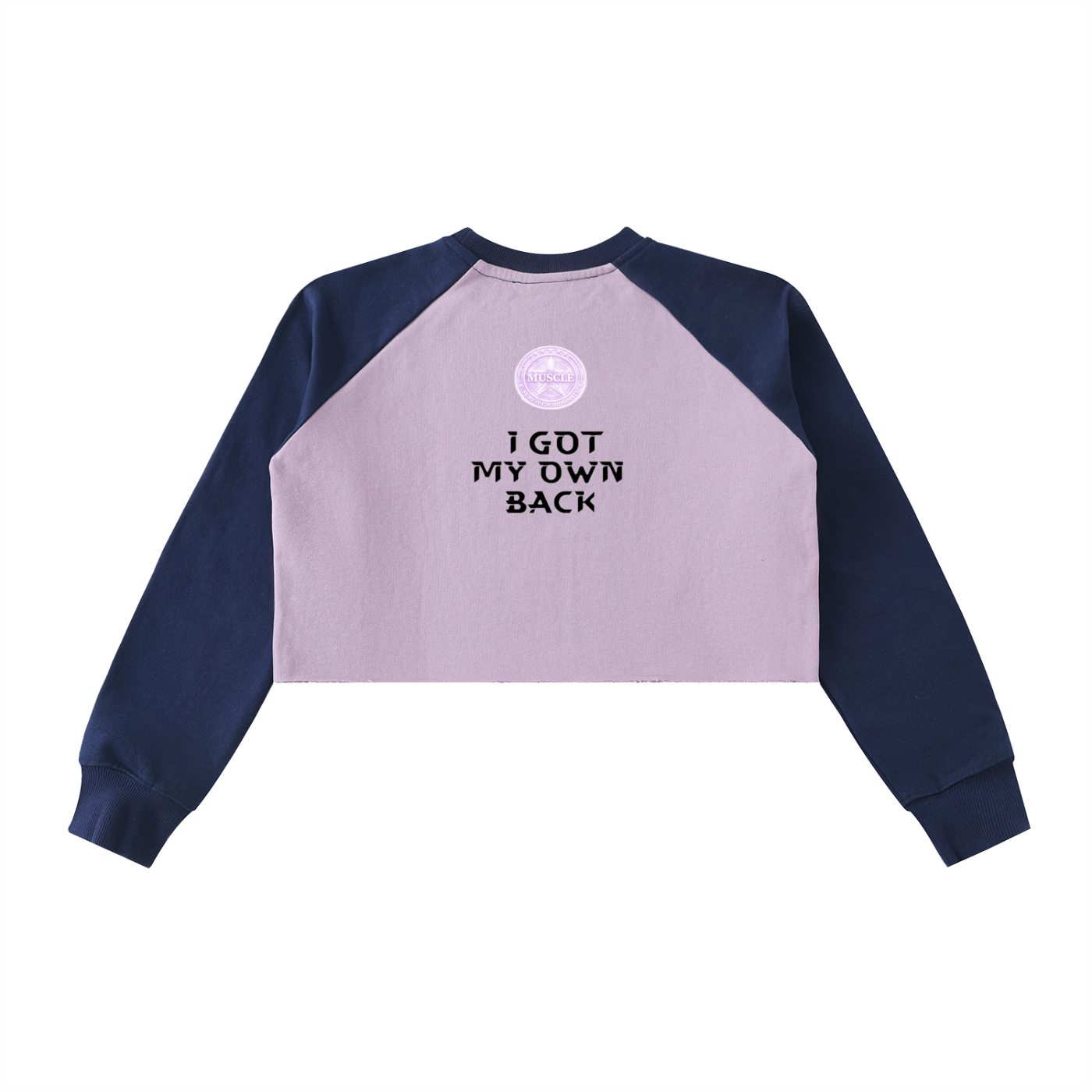 Raw-Hem Color-Block Raglan Crop Sweatshirt