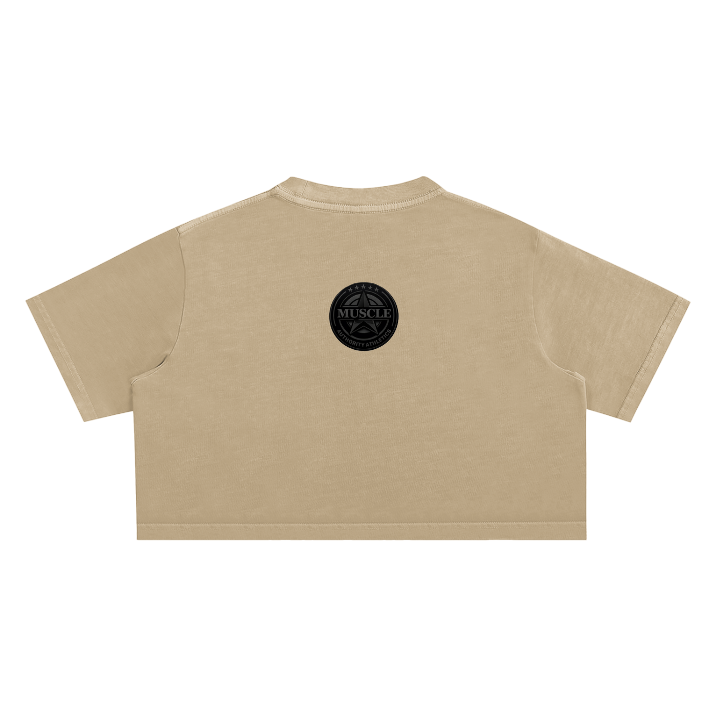 Women Locked In Khaki Snow Washed Crop Top with Black Lettering