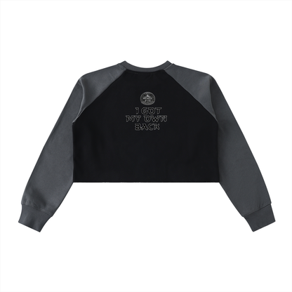 Raw-Hem Color-Block Raglan Crop Sweatshirt