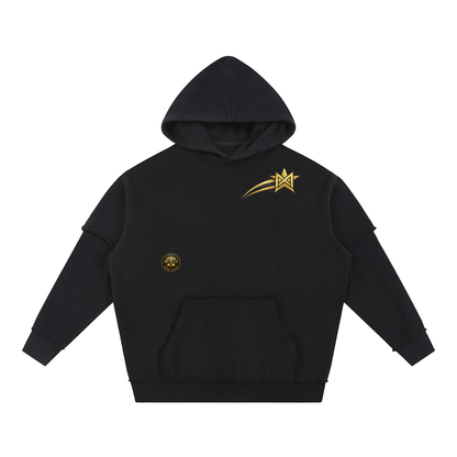 Snow Washed Raw Edge Double Layered Hoodie