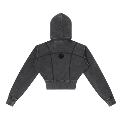 Vintage Washed Cropped Fleece Hoodie