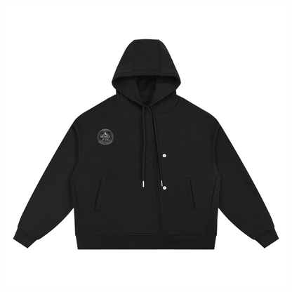 Boxy Button Placket Hoodie