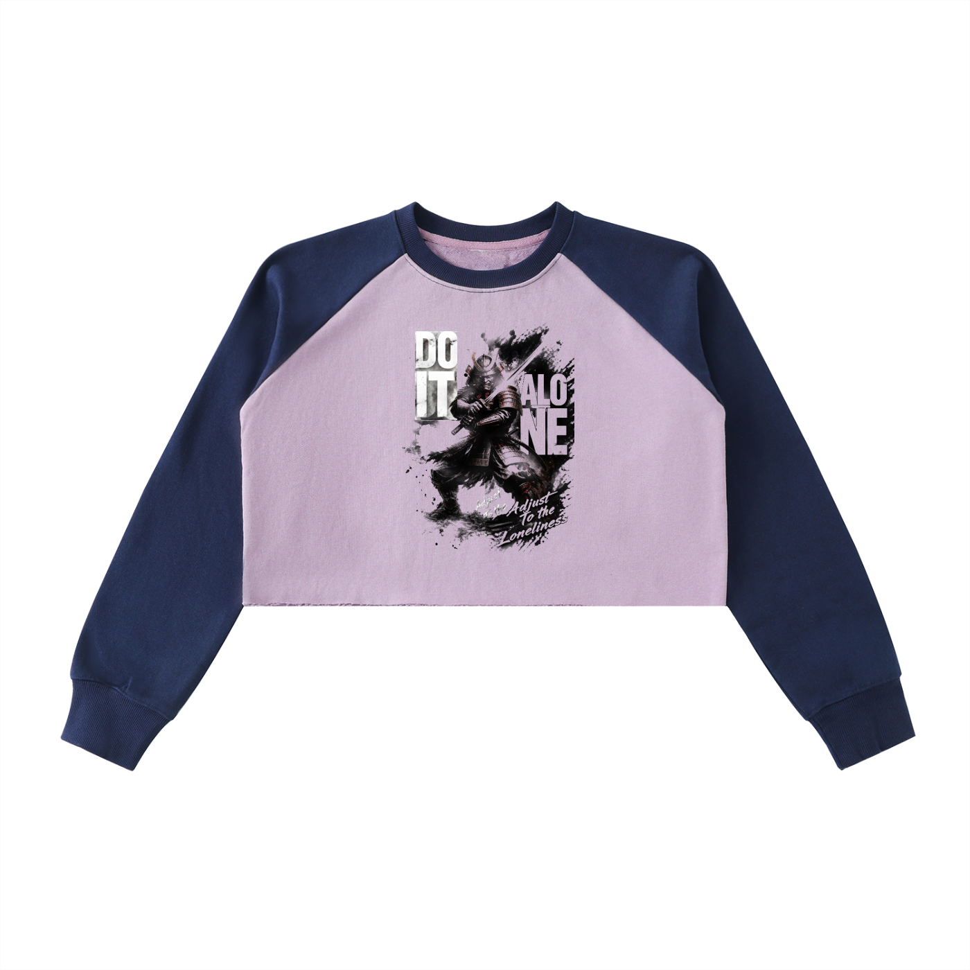 Raw-Hem Color-Block Raglan Crop Sweatshirt