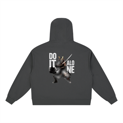 Boxy Button Placket Hoodie