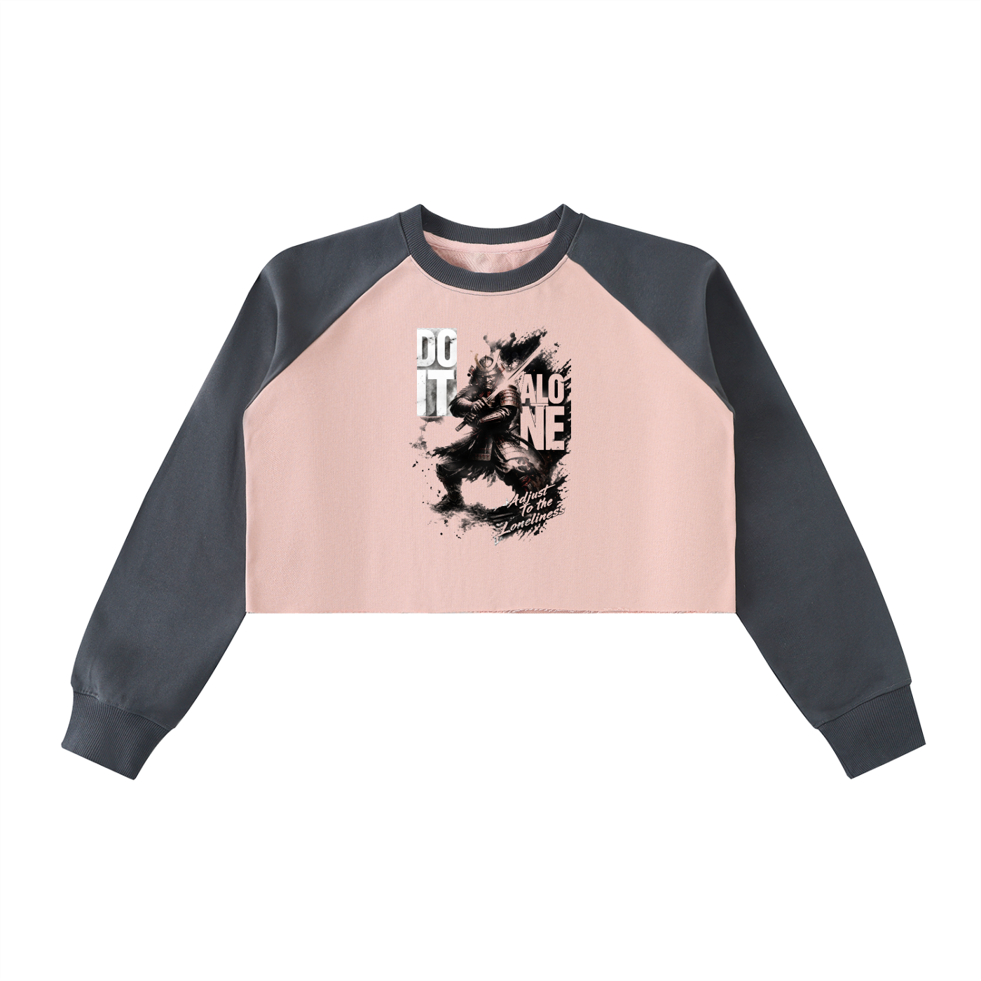 Raw-Hem Color-Block Raglan Crop Sweatshirt