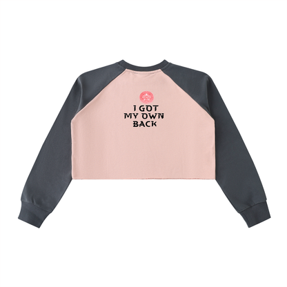 Raw-Hem Color-Block Raglan Crop Sweatshirt