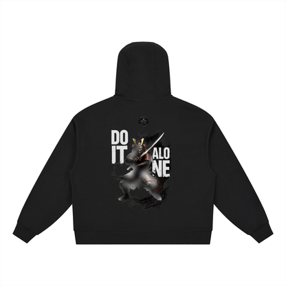 Boxy Button Placket Hoodie