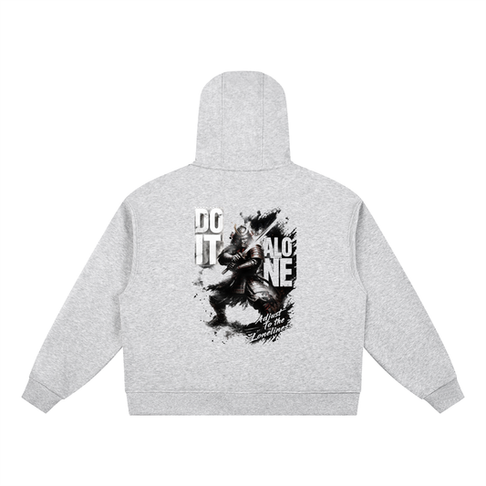 Boxy Button Placket Hoodie