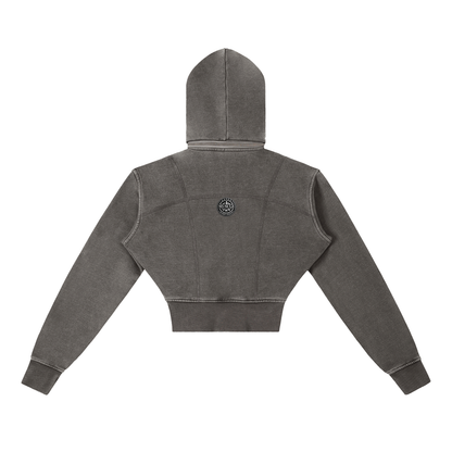Vintage Washed Cropped Fleece Hoodie