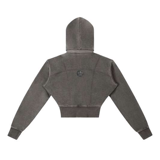 Vintage Washed Cropped Fleece Hoodie