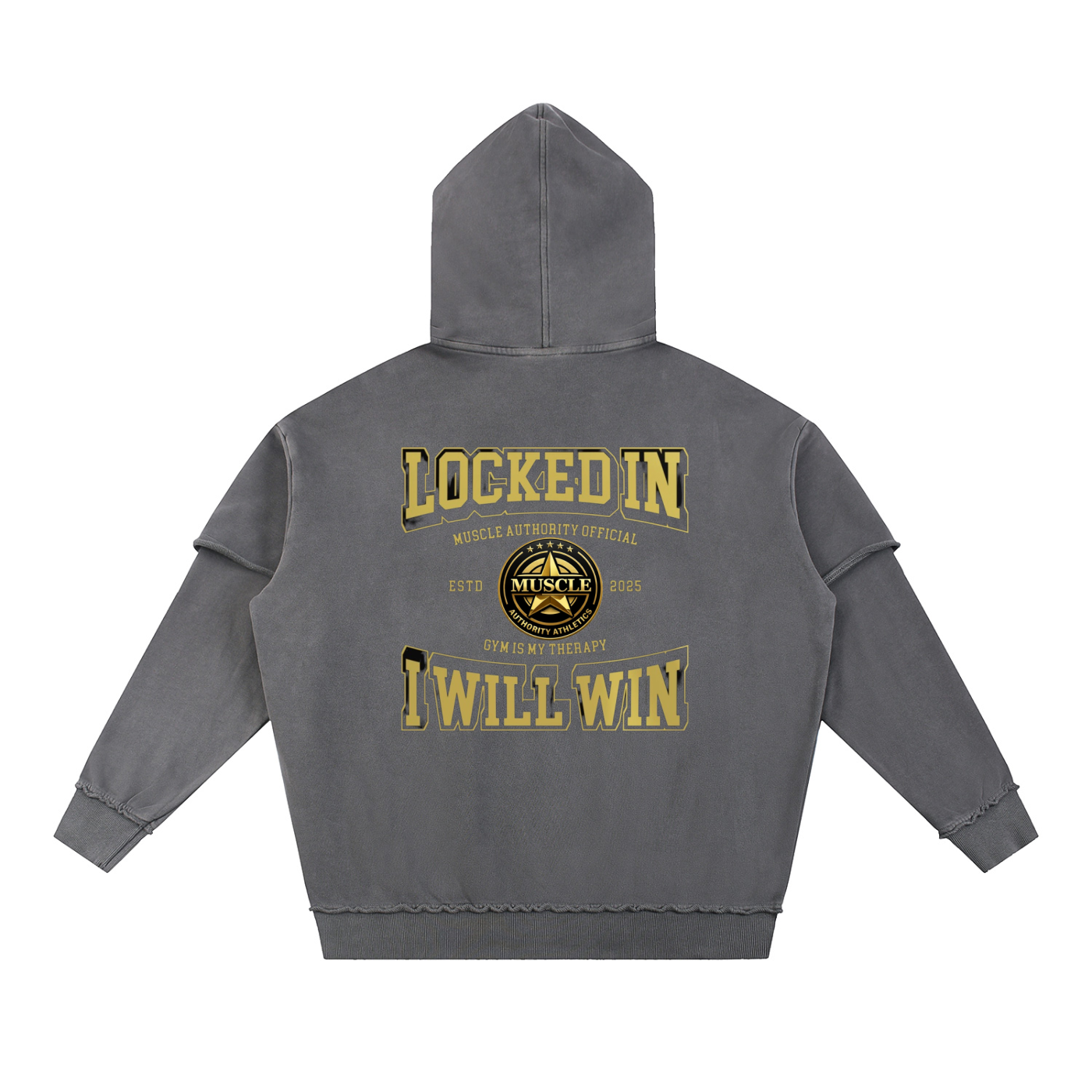 Snow Washed Raw Edge Double Layered Hoodie