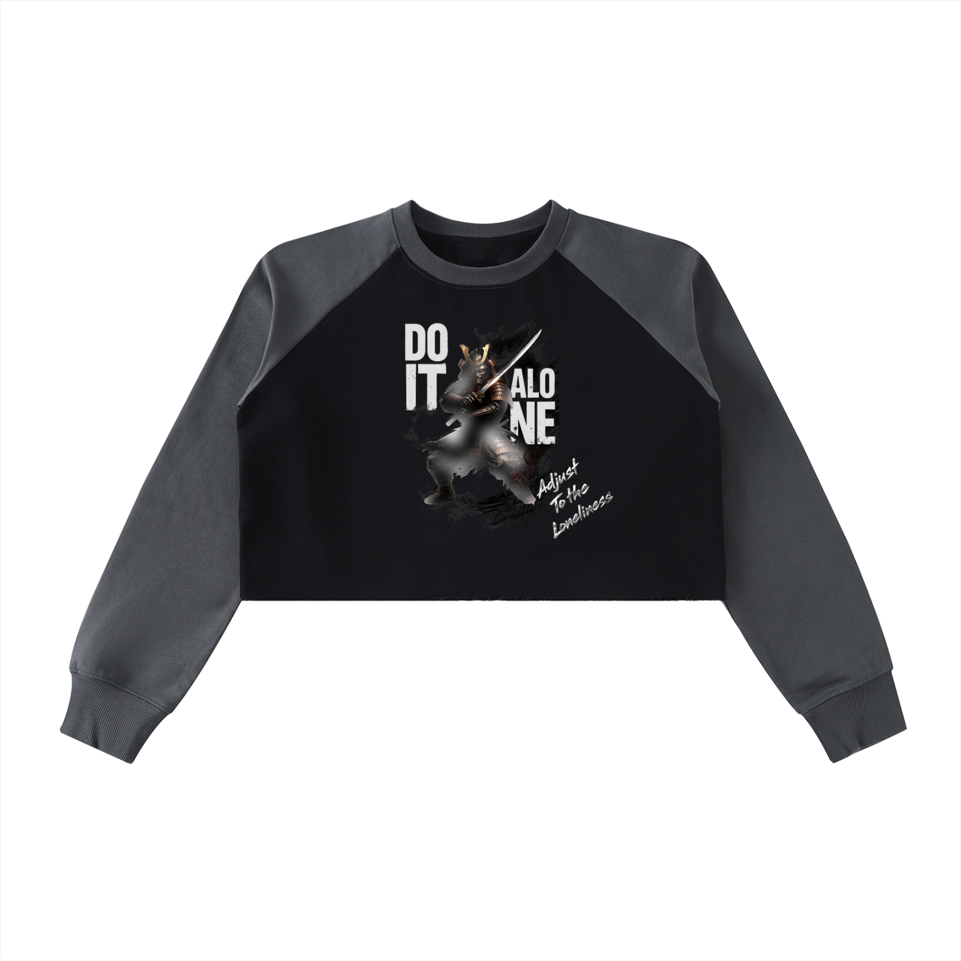 Raw-Hem Color-Block Raglan Crop Sweatshirt
