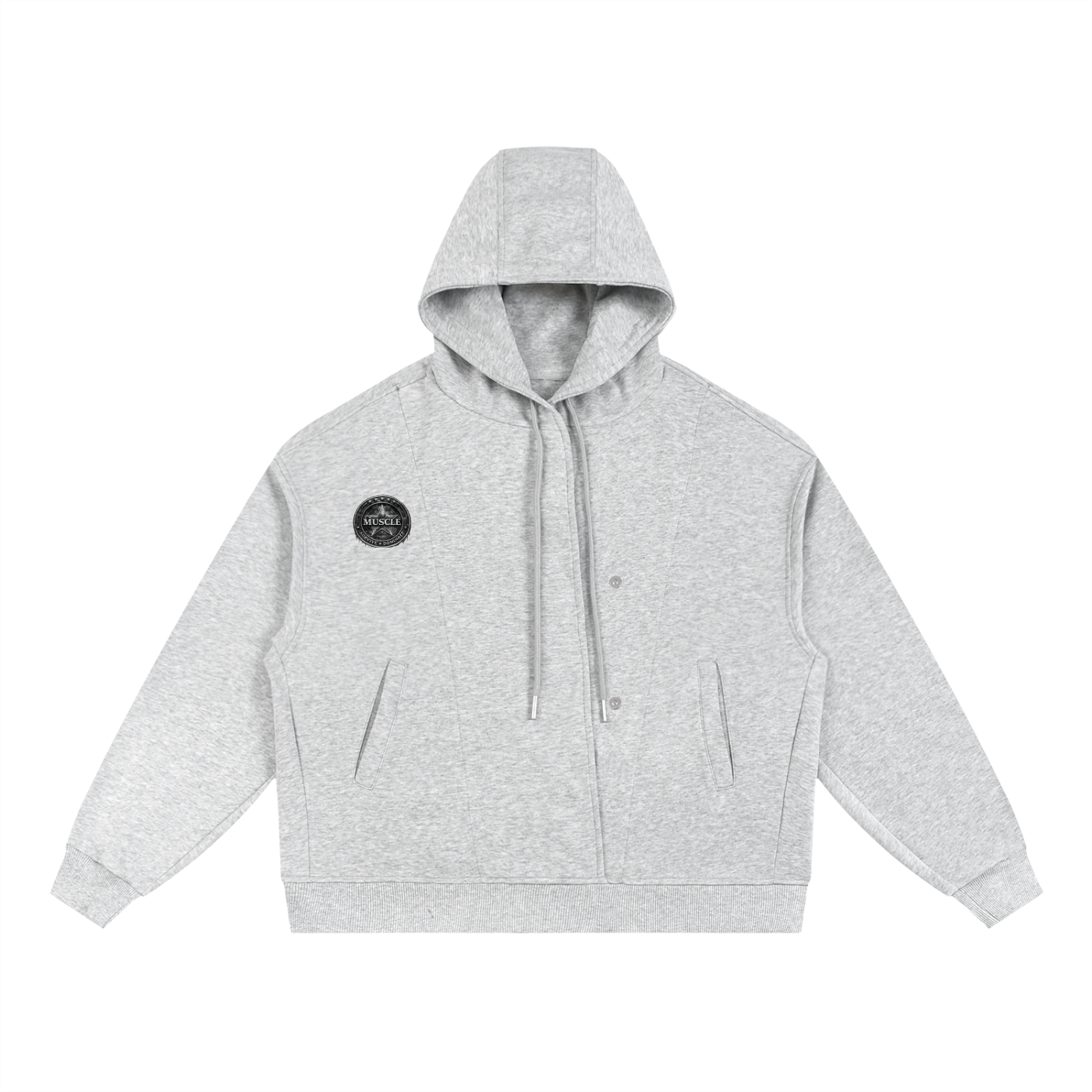 Boxy Button Placket Hoodie