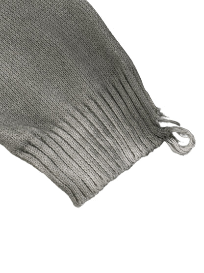 Beasting Gray Sun Fade Distressed Ripped Crewneck Sweater