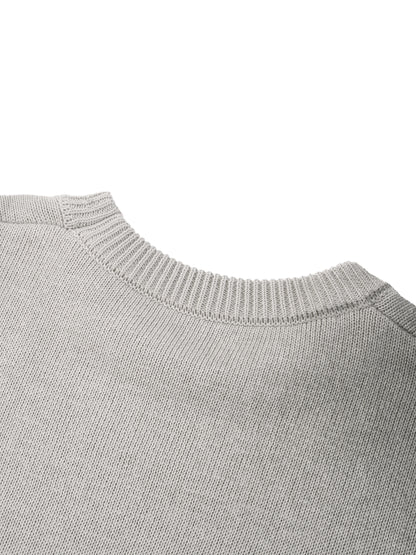Beasting Gray Sun Fade Distressed Ripped Crewneck Sweater